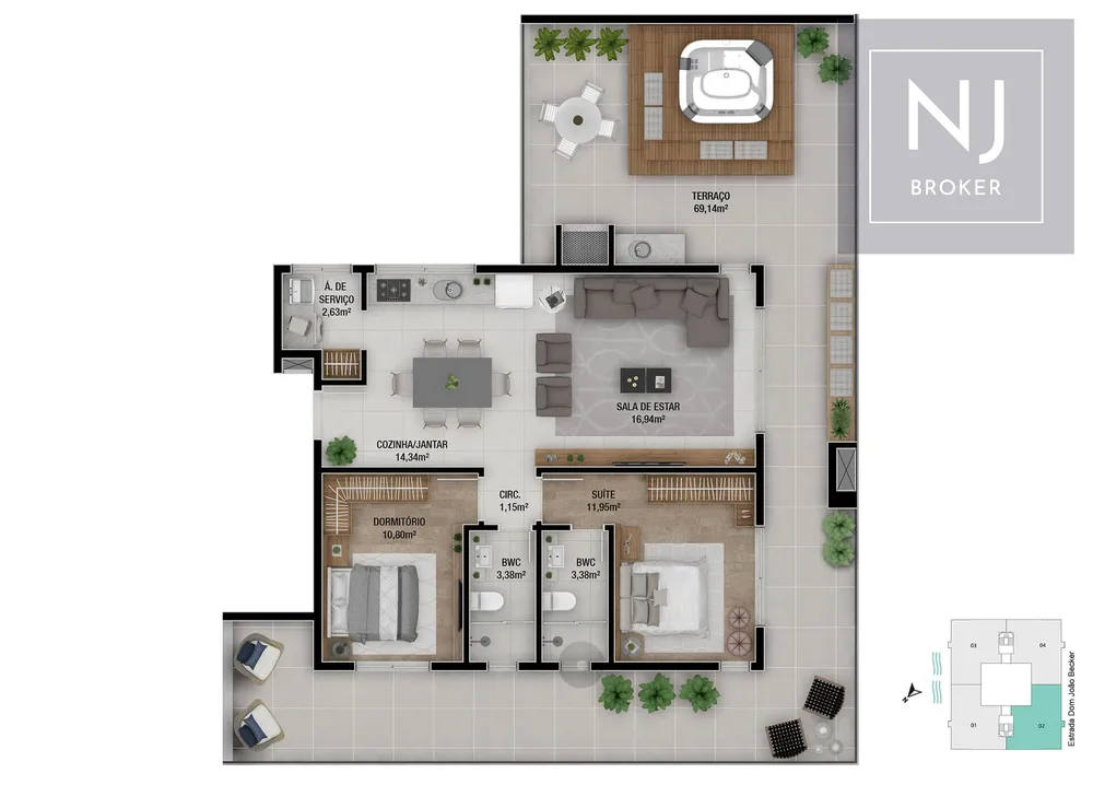 Cobertura, 2 quartos, 147 m² - Foto 1