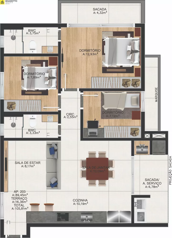 Apartamento, 3 quartos, 90 m² - Foto 7