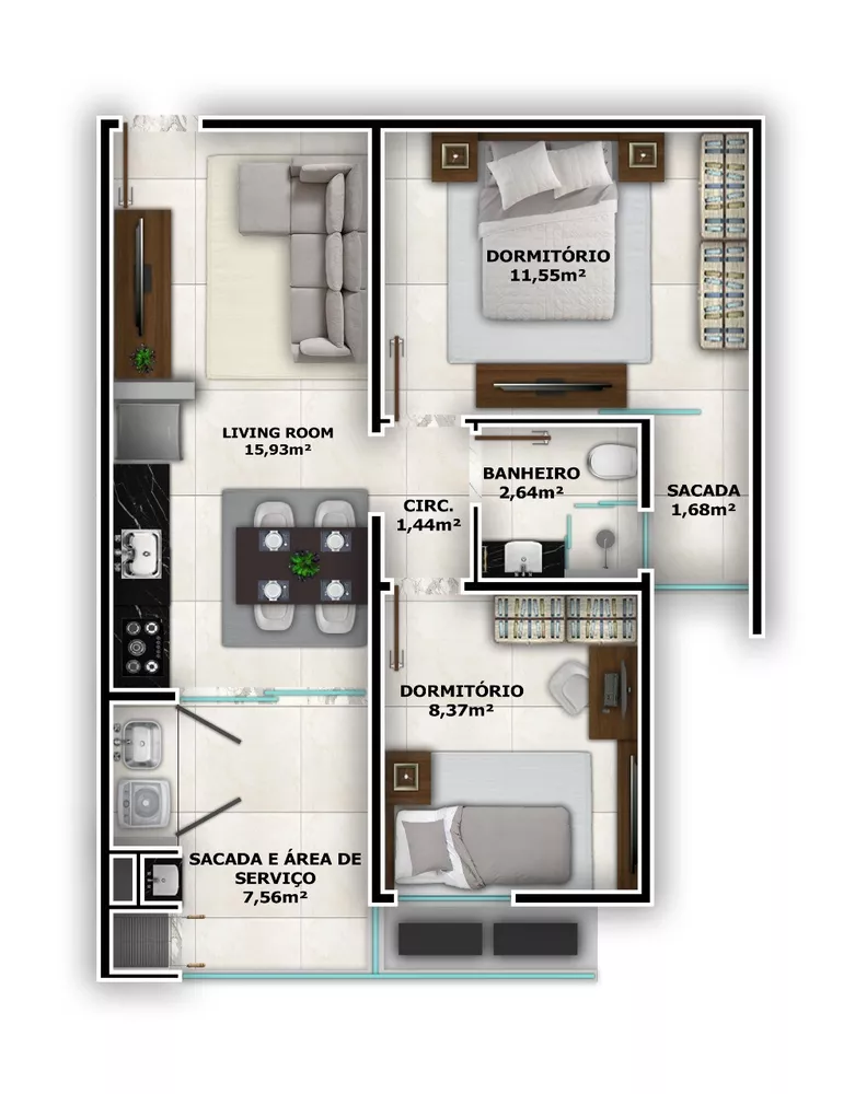 Apartamento, 2 quartos, 58 m² - Foto 10