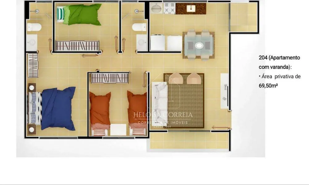 Apartamento, 3 quartos, 69 m² - Foto 3