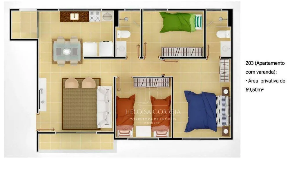 Apartamento, 3 quartos, 69 m² - Foto 2