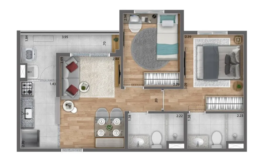 Apartamento, 3 quartos, 57 m² - Foto 18