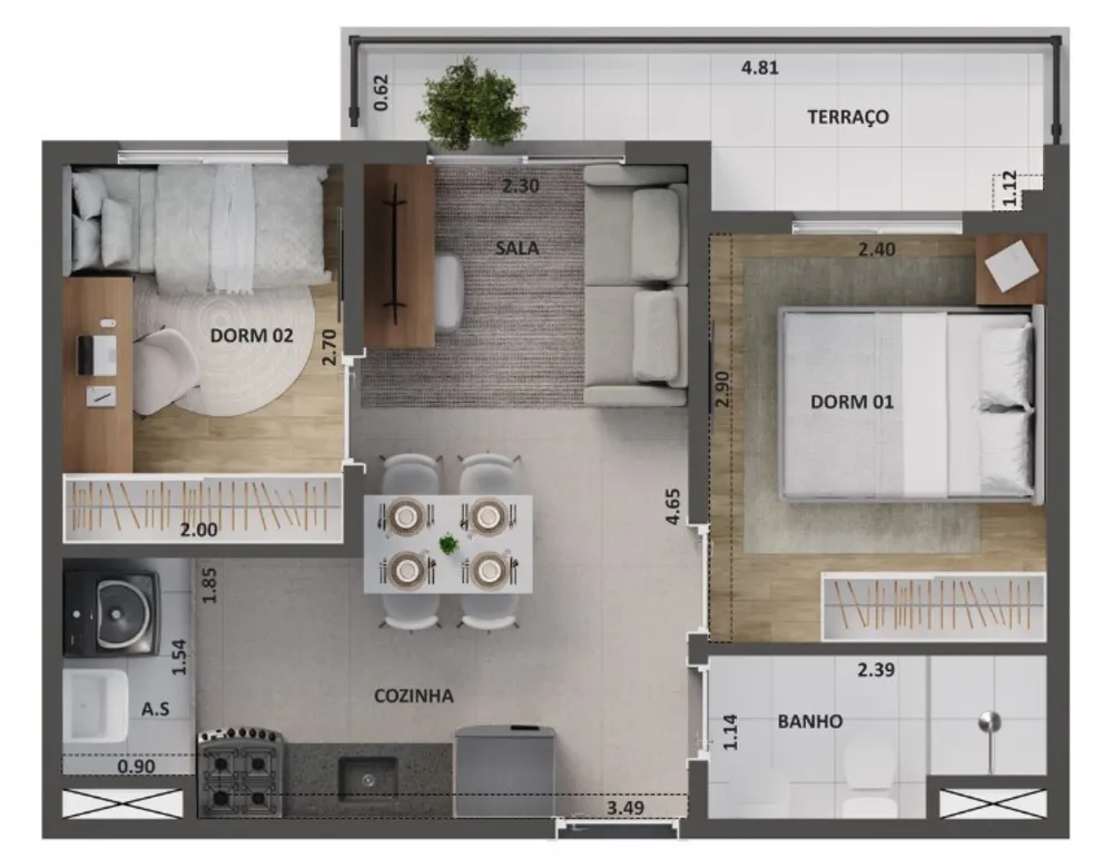 Apartamento, 2 quartos, 45 m² - Foto 5