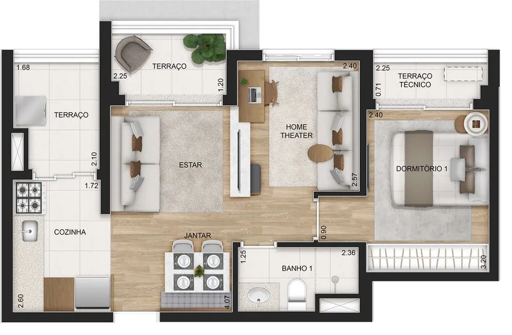 Apartamento, 1 quarto, 44 m² - Foto 14