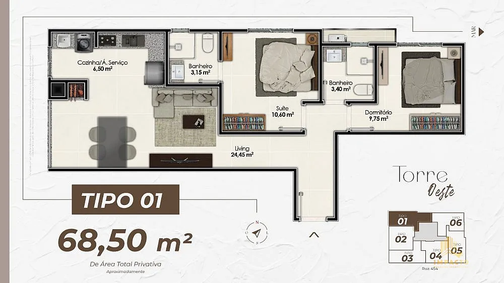 Apartamento, 2 quartos, 62 m² - Foto 2