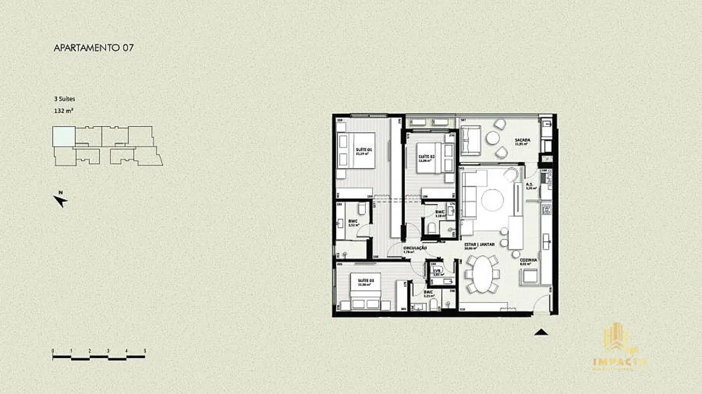 Apartamento, 3 quartos, 132 m² - Foto 3
