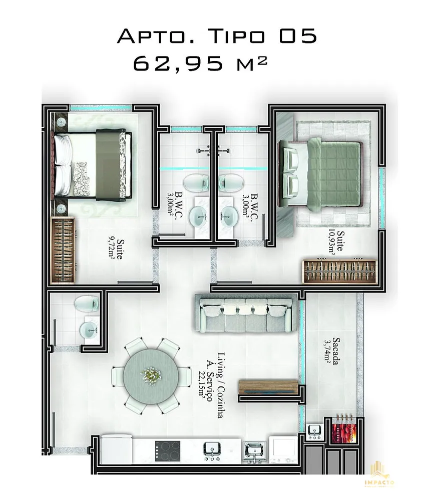 Apartamento, 2 quartos, 65 m² - Foto 4