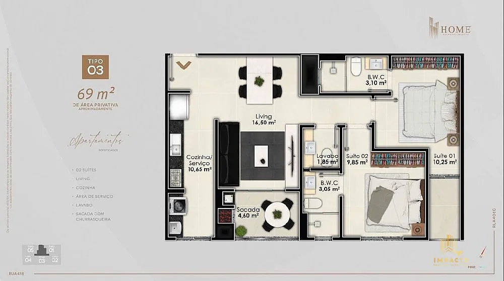 Apartamento, 2 quartos, 69 m² - Foto 10