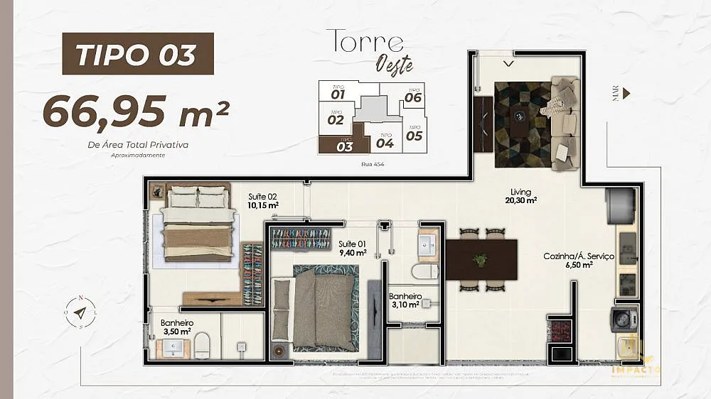 Apartamento, 2 quartos, 62 m² - Foto 2