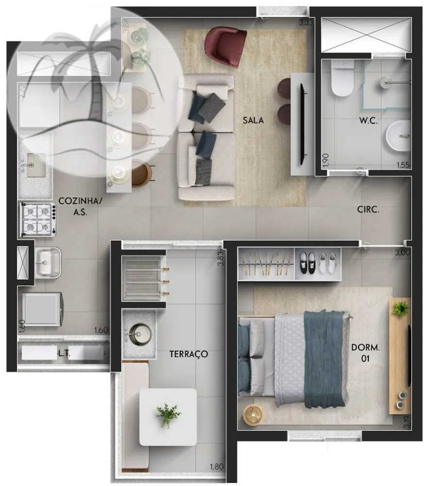 Apartamento, 1 quarto, 51 m² - Foto 27