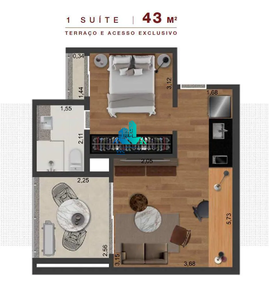 Apartamento, 1 quarto, 46 m² - Foto 2
