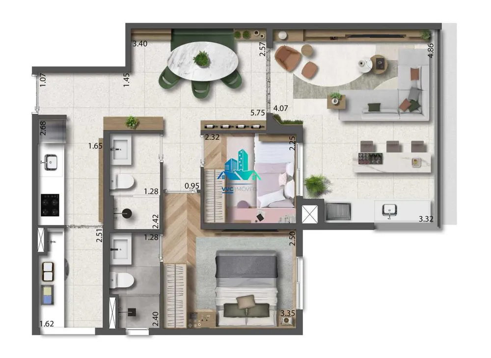 Apartamento, 2 quartos, 67 m² - Foto 2