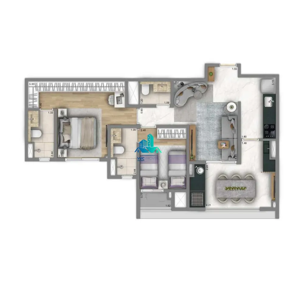Apartamento, 2 quartos, 74 m² - Foto 1