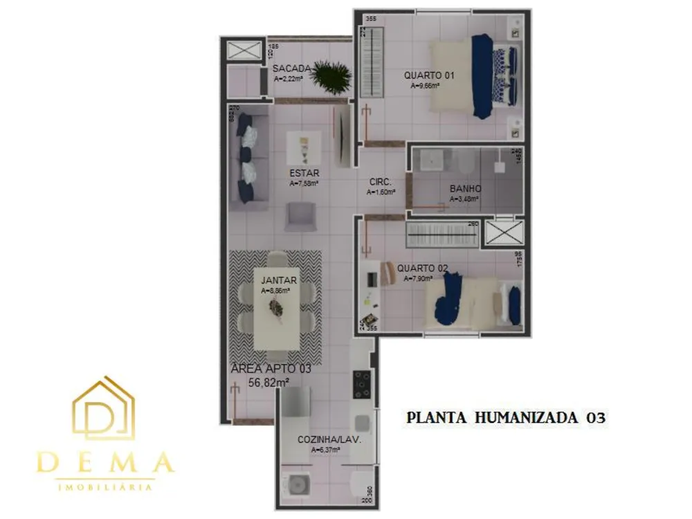Apartamento, 2 quartos, 56 m² - Foto 3