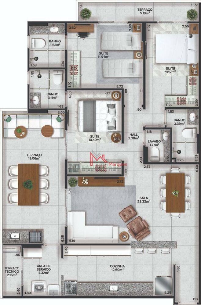 Apartamento, 3 quartos, 105 m² - Foto 6