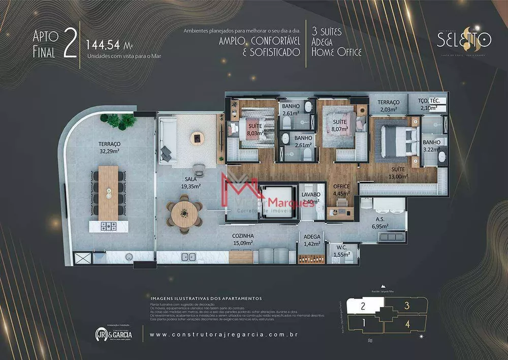 Apartamento à venda com 3 quartos, 144m² - Foto 1