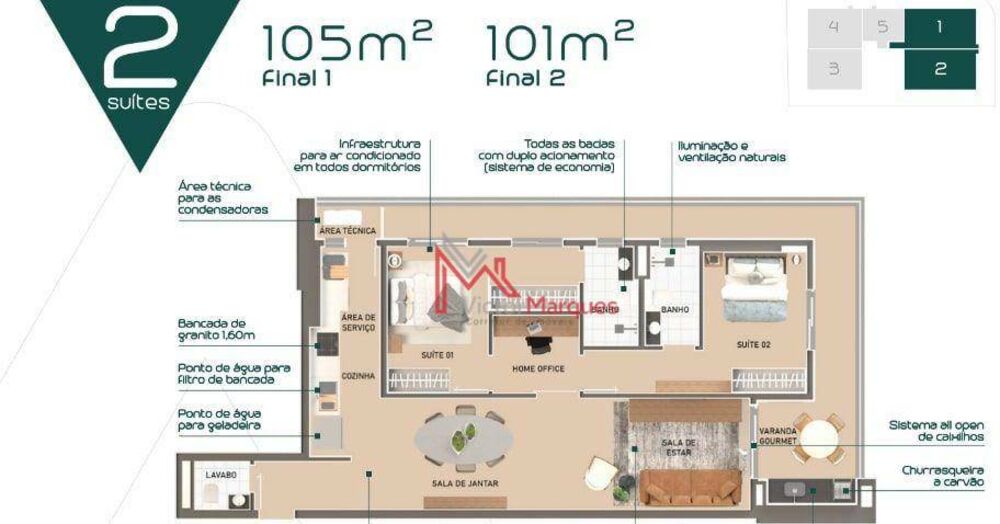 Apartamento, 2 quartos, 109 m² - Foto 1