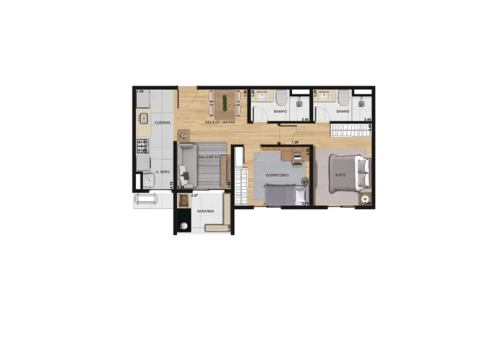Apartamento, 2 quartos, 56 m² - Foto 15