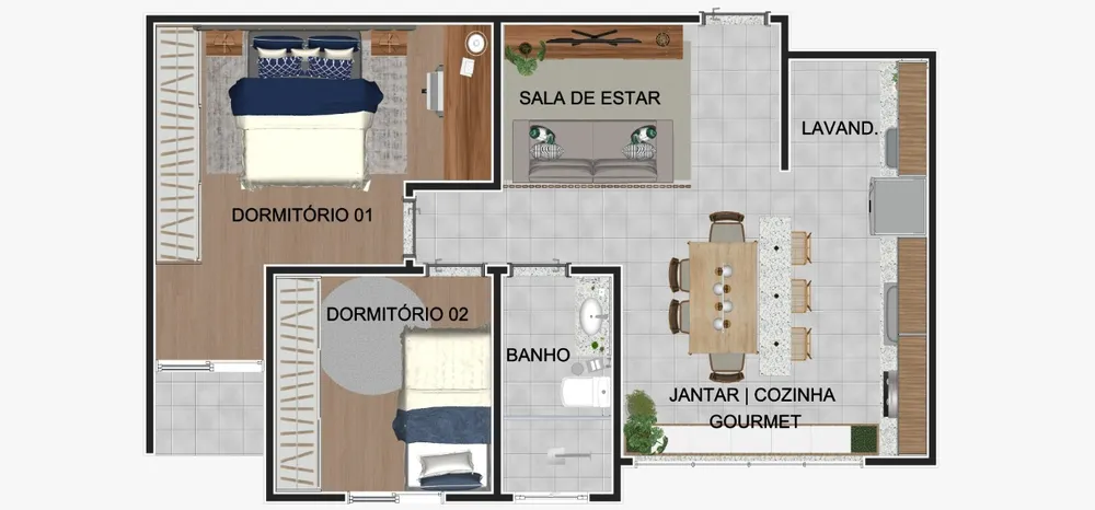 Apartamento, 2 quartos, 58 m² - Foto 2