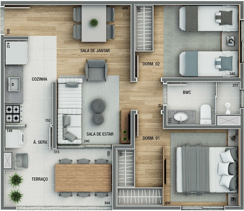 Apartamento, 3 quartos, 55 m² - Foto 3