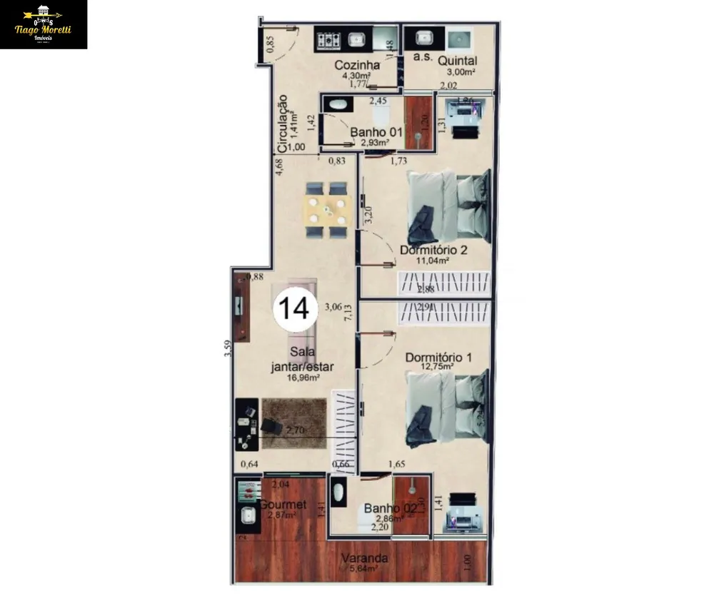 Apartamento, 2 quartos, 80 m² - Foto 2