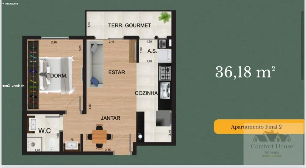 Apartamento, 1 quarto, 36 m² - Foto 3