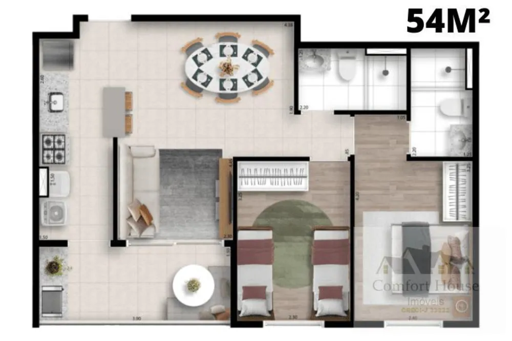 Apartamento, 2 quartos, 54 m² - Foto 14