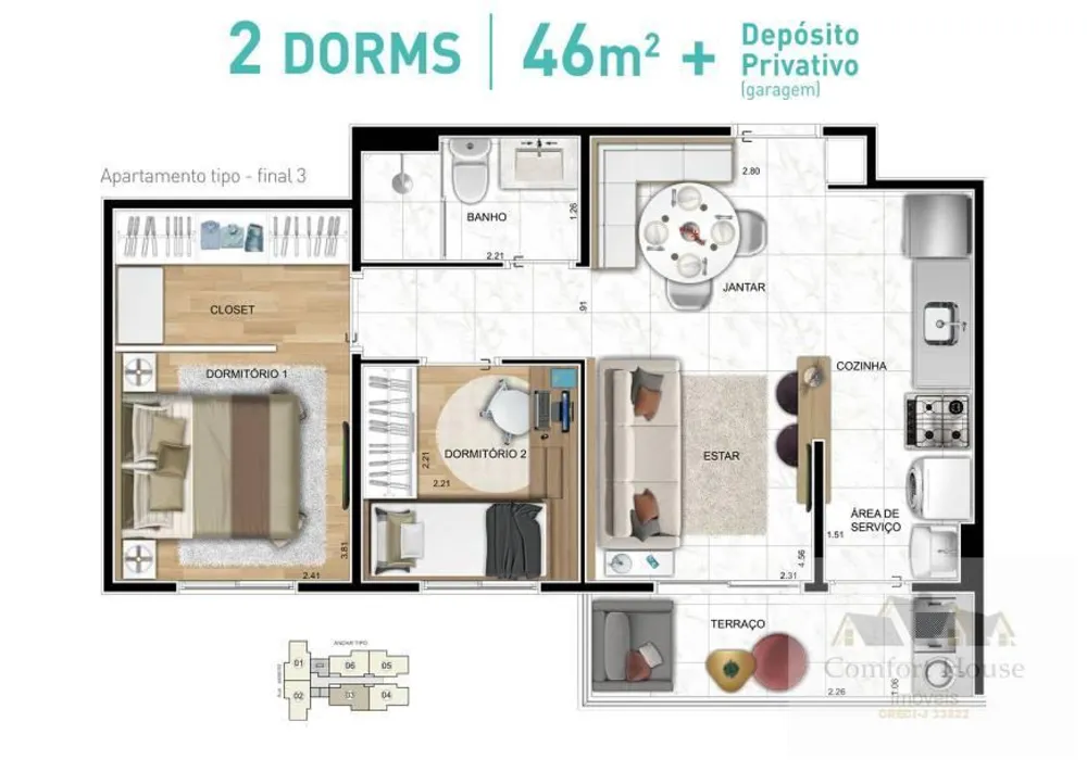Apartamento, 2 quartos, 50 m² - Foto 1