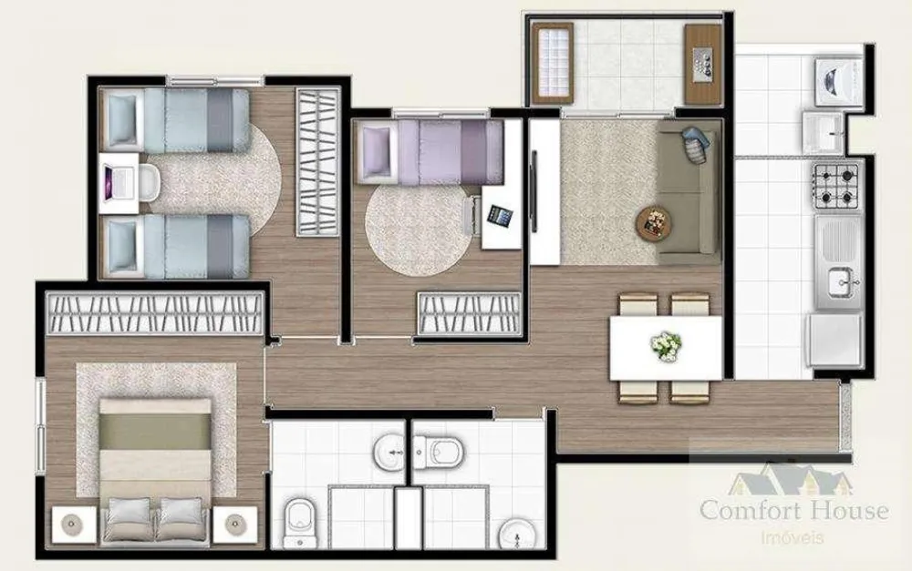 Apartamento, 3 quartos, 59 m² - Foto 8