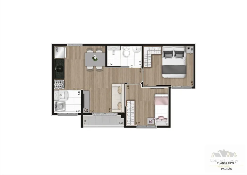 Casa, 2 quartos, 44 m² - Foto 2