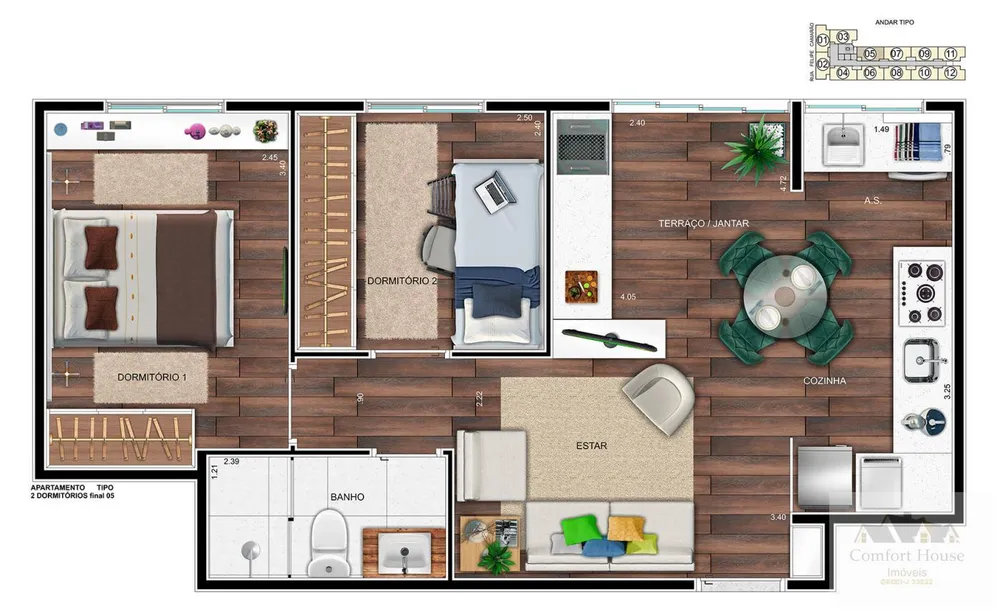 Apartamento, 2 quartos, 43 m² - Foto 12