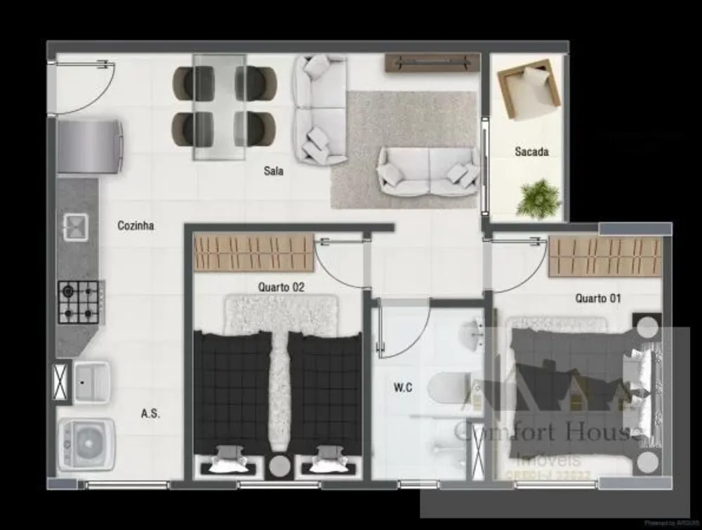 Casa, 2 quartos, 50 m² - Foto 3