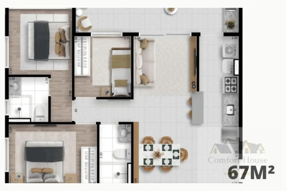 Apartamento, 3 quartos, 67 m² - Foto 7