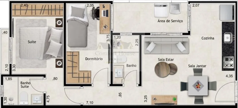 Apartamento, 2 quartos, 50 m² - Foto 2