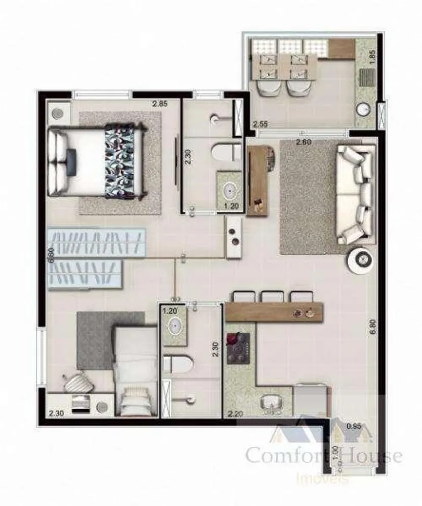 Apartamento, 2 quartos, 54 m² - Foto 3