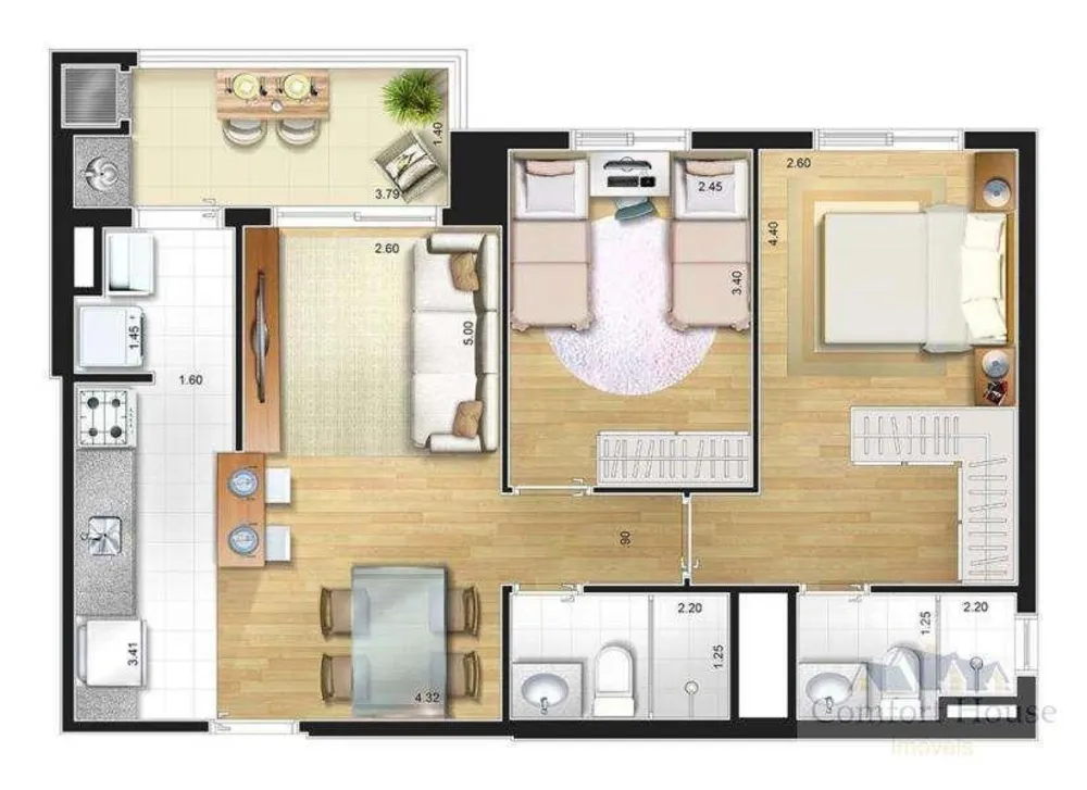 Apartamento, 2 quartos, 63 m² - Foto 2