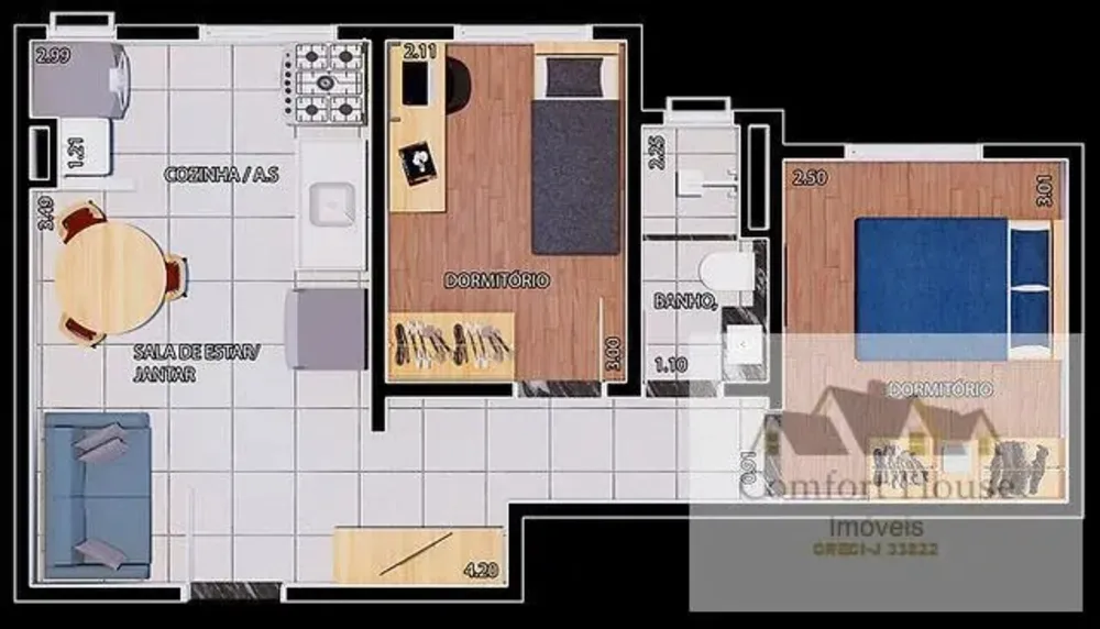 Casa, 2 quartos, 40 m² - Foto 6