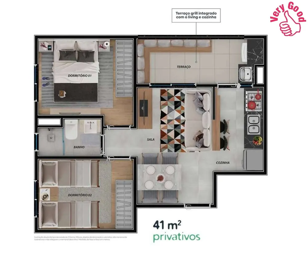 Apartamento, 2 quartos, 41 m² - Foto 3