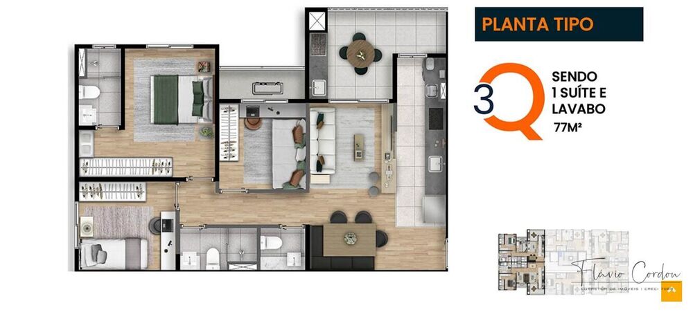 Apartamento à venda com 2 quartos, 59m² - Foto 3