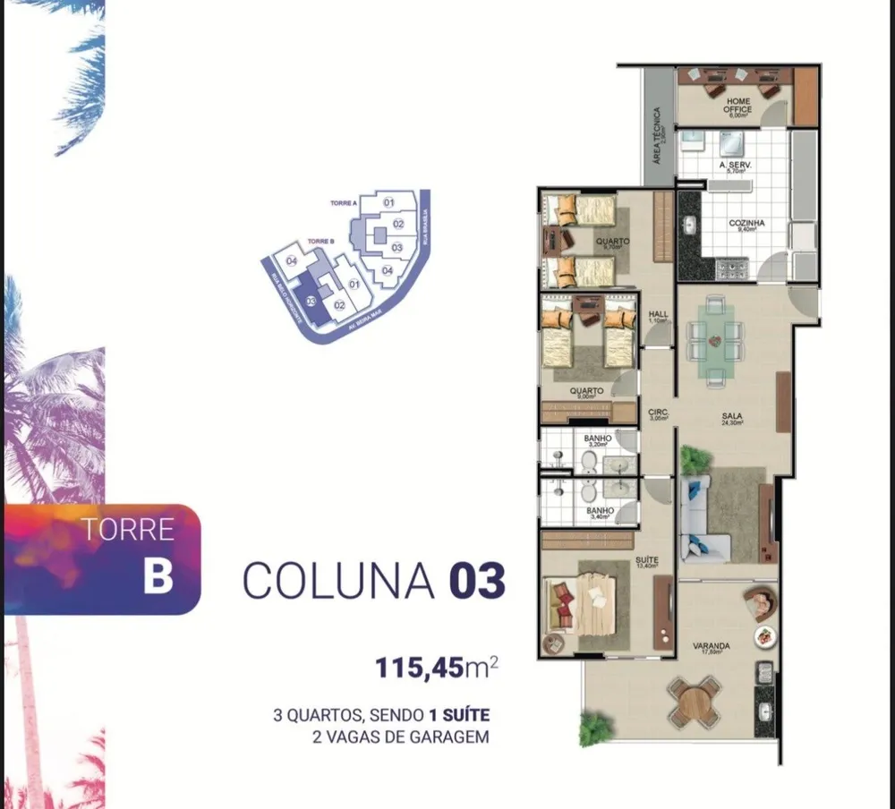 Apartamento, 3 quartos, 115 m² - Foto 1