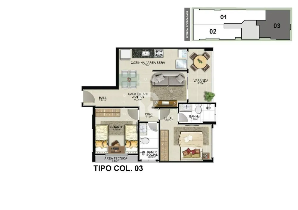 Apartamento, 2 quartos, 60 m² - Foto 2