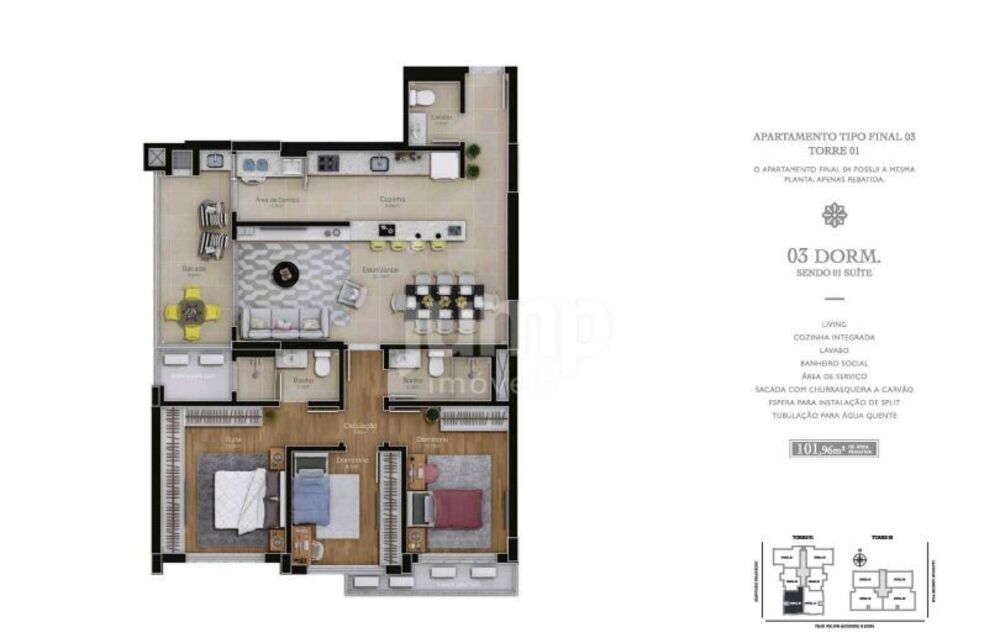 Apartamento, 3 quartos, 102 m² - Foto 3