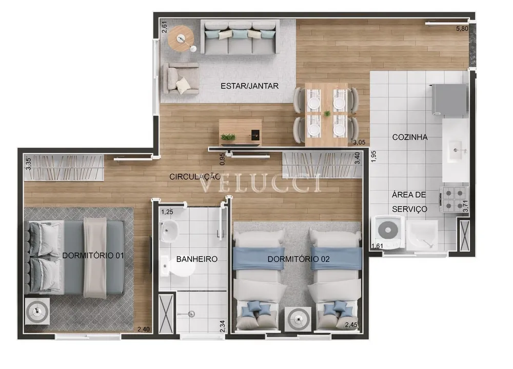 Apartamento, 2 quartos, 45 m² - Foto 9