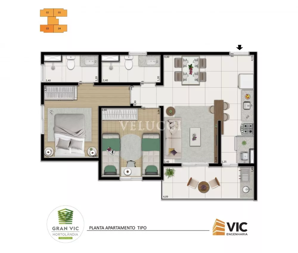 Apartamento à venda com 2 quartos, 52m² - Foto 1