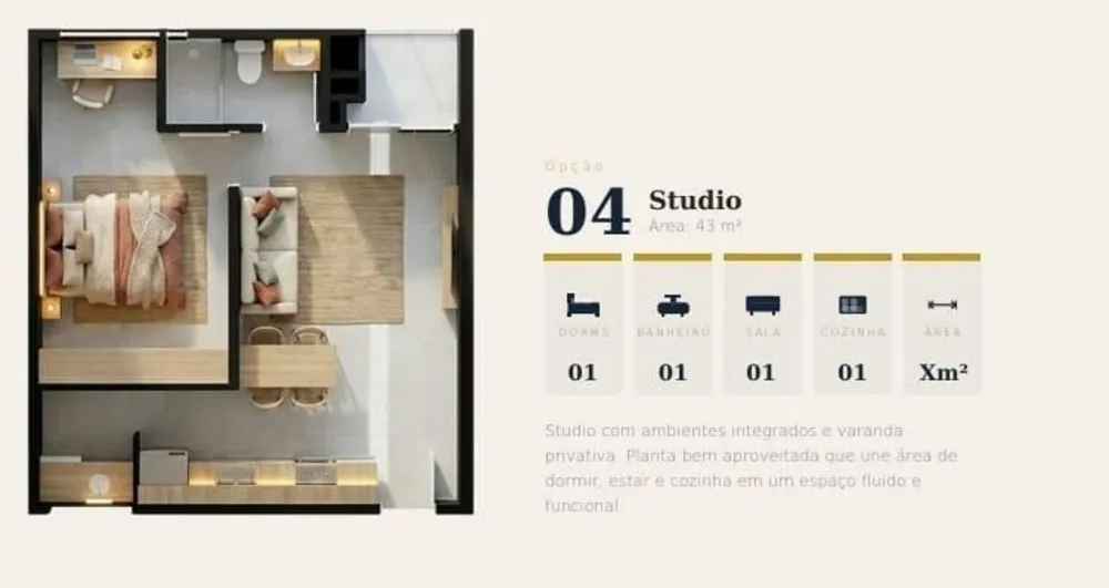 Apartamento, 1 quarto, 43 m² - Foto 2
