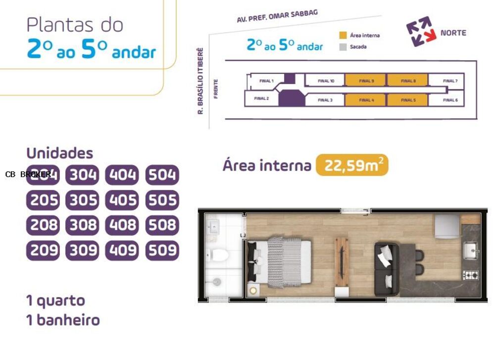 Kitnet-Studio, 22 m² - Foto 1
