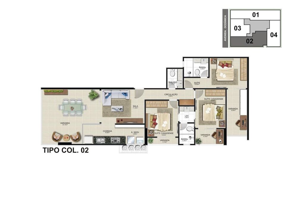 Apartamento, 3 quartos, 107 m² - Foto 2