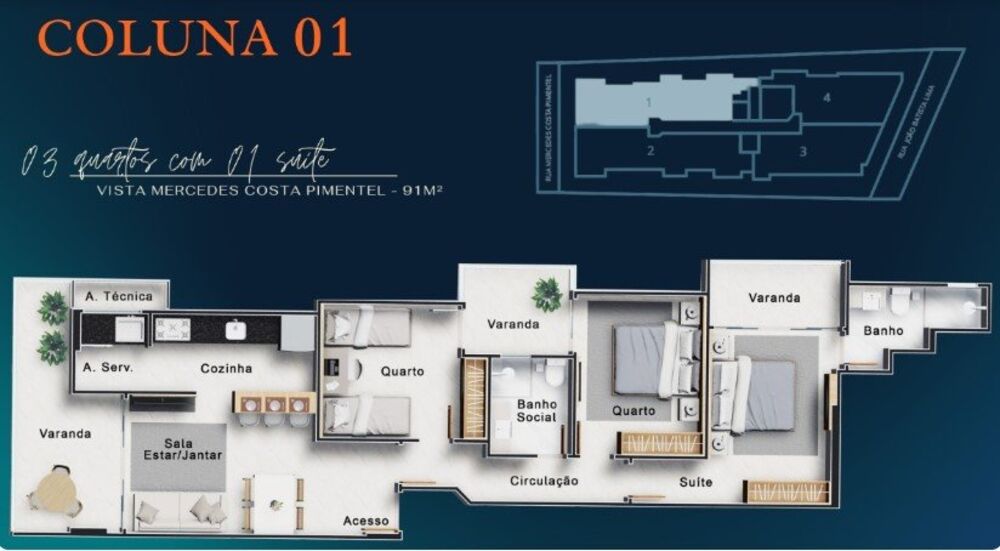 Apartamento à venda com 3 quartos, 91m² - Foto 2