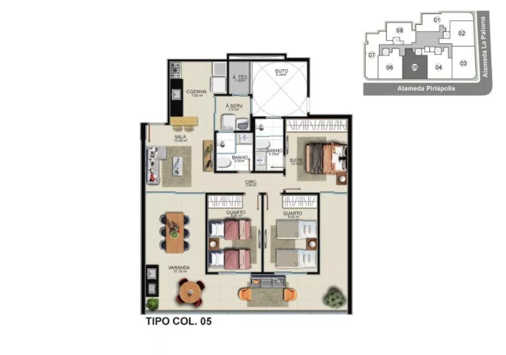 Apartamento à venda com 3 quartos, 100m² - Foto 2