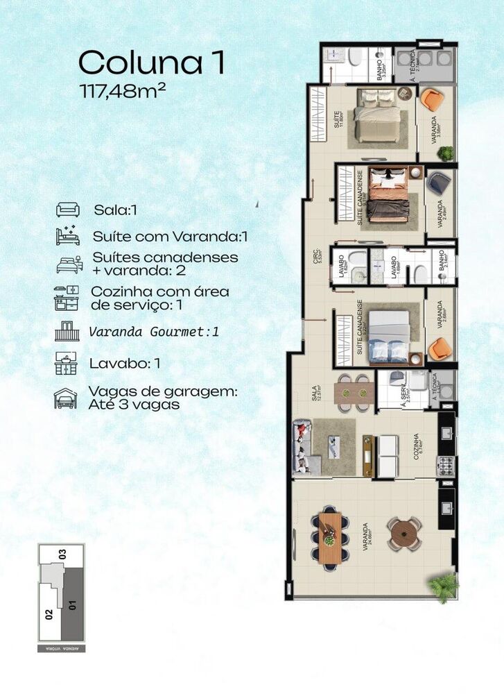 Apartamento à venda com 3 quartos, 117m² - Foto 2